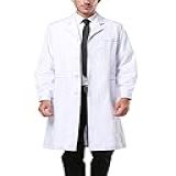 Nachvorn Jaleco Profissional Branco Manga Longa Uniforme De Trabalho Para Mulheres E Homens Masculino Large