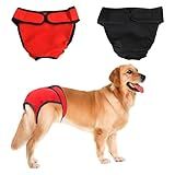NACOCO Pacote Com 2 Fraldas Para Cães Fêmeas Para Cães Pequenos- Médios E Grandes- Calcinhas Higiênicas Ajustáveis E À Prova De Vazamentos Para Cães- Calças De Assédio E Calças De Segurança- Pretas E