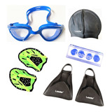 Nadadeira Natacao Oculos Palmar Prot Ouvido Touca Kit 5 Pcs