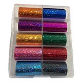 Nail Foil Decoração Com Desenhos Caixa Com 10 Rolos Cor Colorido