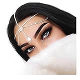 NAISKA Corrente De Cabeça De Strass De Cristal Prateado Vintage Para Casamento Com Borla Joia De Cabelo Boho Tiara De Noiva Em Camadas Tiara De Cristal Para Casamento Dança Do Ventre Melindrosa