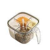Nan Wind Caixa De Temperos Transparente, Caixa De Temperos Selada Com 4 Compartimentos E Tampa, Caixa De Temperos Com Tampa E Colheres De Servir, Potes De Condimentos De Cozinha, C (, Verde)
