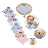 Naninha Para Bebê Bichinhos Com Porta Chupeta Menina Menino Cor Azul Urso
