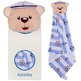 Naninha Para Bebê De Bichinho De Pelúcia Com Prendedor De Chupeta Urso Marinheiro