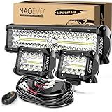 NAOEVO Barra De Luz LED De 30 5 Cm E 2 Unidades De Luzes LED De 10 Cm Barra De Luzes LED De Nevoeiro Dirigir Off Road De 420 W 420 W 42000 Lm Barra De Luz De LED Com Kit De Cablagem 3 Cabos Para