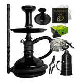 Narguile Kit Completo Black Hookah Carvão Fogareiro Aluminio