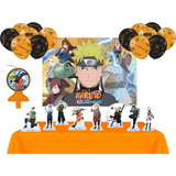 Naruto Kit Festa Painel Toalha Display Mesa Balões Vela