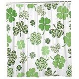 NASSMOSSE Cortina De Chuveiro Com Ganchos- 180 X 180 Cm- Estampa De Folhas Verdes- Tecido De Poliéster Impermeável Lavável Na Máquina Para Acessórios De Banheiro