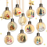 Natal Mini Bola Enfeite Arvore Personalizada Neve Luxo Led