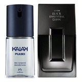 Natura Kaiak Deo Corporal 100ml + Avon Black Essential Colônia 100ml Kit 2 Perfumes