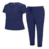 Natural Uniforms Conjunto De Uniforme De Corrida Feminino Essential Cool Stretch Azul Marinho Verdadeiro Extragrande