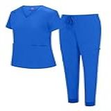 Natural Uniforms Conjunto De Uniforme De Corrida Feminino Essential Cool Stretch Azul Royal Verdadeiro Extragrande