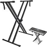 Nauerz Suporte Para Teclado Ajustável Reforçado- Suporte Teclado Musical Estante Pedestal- Estante Suporte Piano Teclado Dupla Base Formato- Suporte Em X Para Teclado Musical Desmontável