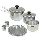 Nautika- Kit De Panelas De Camping Gourmet Com 8 Peças- 2 Copos- 2 Pratos- 2 Panelas- 1 Bowl E 1 Pegador Universal Removível- Compacto Em Alumínio