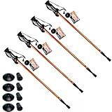 Nautika Bastão De Caminhada- Kit Com 4- Duralumínio- 65-135cm- Sistema Anti-shock- Preto E Laranja