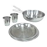 Nautika  Kit De Cozinha De Camping Gourmet Com 6 Peças  2 Copos  2 Pratos  1 Frigideira E 1 Pegador Universal Removível  Compacto Em Alumínio