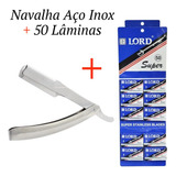 Navalha Navalhete Barbeiro Aço Inox Profissional 50 Laminas