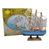 Navio Caravela Barco Madeira Enfeite 13cm Mod 1 B