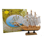Navio Caravela Barco Madeira Enfeite 13cm Mod1 F