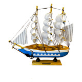 Navio Caravela Barco Madeira Enfeite 24cm Decoração Coleção
