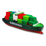 Navio Evergreen Conteiner Com Deck   Decorativo Brinquedo