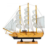 Navio Veleiro Barco Miniatura 31 Cm Enfeite Madeira Mod B