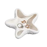 NBEADS Bandeja De Joias De Cerâmica Em Forma De Estrela Do Mar Prato De Joias De Porcelana Bandeja De Armazenamento Branca Antiga Suporte De Brinco Prato Decorativo Com Tema Oceano Para Anéis