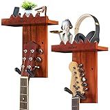 Neboic Suporte De Parede Para Guitarra 2 Pacotes Cabide De Guitarra Com Prateleira De Madeira Gancho De Guitarra Suporte De Guitarra Para Baixo Elétrico Acústico Ukulele Banjo Bandolim