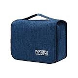 Necessaire Com Alça Organizadora Masculina Feminina Grande Viagem Cabide Divisória Azul 