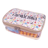 Necessaire Farmacinha Porta Remédio Estojo Bege Transparente