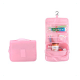 Necessaire Feminina De Gancho Para Pendurar Higiene Viagem Maquiagem Organizador Mala Cor Rosa Claro