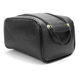 Necessaire Grande Lisa Porta Maquiagem Higiene Sapato Viagem Cor Preto
