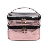 Necessaire Grande Viagem Divisória Maquiagem Make Cosméticos Bolsa Organizador Feminina Beleza Multiuso Frasqueira Bolsinha Bronze