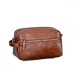 Necessaire Marculina Organizadora Bolsa De Mão Em Couro Sintético Espaçosa Ideal Para Viagem E Uso Diário Impermeável Marrom 