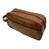 Necessaire Masculina Bolsa De Mão Academia Viagem Trabalho Frasqueira Cor Marron Couro Sintético