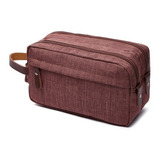 Necessaire Masculina Bolsa Organizadora Viagem Estojo Grande Cor Marrom Desenho Do Tecido Lisa