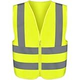 Neiko Colete De Segurança De Alta Visibilidade 53940A Com Tiras Refletoras Tamanho Médio Cor Amarelo Neon Zíper Frontal Para Uso Em Emergências Construção E Segurança