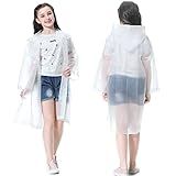 NEOYARDE Ponchos De Chuva Para Crianças Pacote Com 2 Jaquetas De Chuva Reutilizáveis Impermeáveis De EVA Com Capuz Para Meninos E Meninas A Transparente 6 13 Years