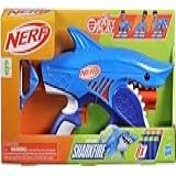 Nerf Jr Wild Sharkfire Lançador Com Design De Tubarão Em Plástico Azul E Laranja Com 8 Dardos De Espuma Para Crianças A Partir De 6 Anos Presentes Para Meninos E Meninas