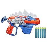 NERF Lança Dardos Dino Stego Smash Com 5 Dardos Oficiais E Porta Dardos F0806 Hasbro Azul Laranja E Branco