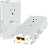 NETGEAR Kit Adaptador Powerline Tomada De Parede De 2000 Mbps 2 Portas Gigabit Ethernet Com Passagem Saída Extra PLP2000 100PAS Branco