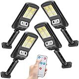 Netpeato Kit 4 Refletores Solares Preto Led3 Modos Iluminação Externa Prova D água Luminária Solar