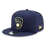New Era Milwaukee Brewers 9Fifty Snapback Hat   Brewers Basic Snap Back Cap Old School Brewers Navy