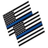 New General Decalques De Vinil Patrióticos à Prova D água Feito Nos EUA Bandeira Americana Decalque De Bandeira De Linha Azul Fina Pacote Com 2 Decalque 3X5 Bandeira De Linha Azul 2PK