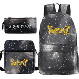 New Hot Justin Bieber Yummy Mochila Moda Bolsas 3 Pçs set S