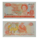 New Zeland 5 Dollars 1985 P 171 Cédula Flor De Estampa
