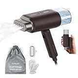 Newbealer Vaporizador De Viagem Dual Voltage   120V 220V Para Roupas  1200W  20s Aquecimento  Dobrável  180ml Removedor De Rugas C Escova  Luva E Bolsa  Marrom 