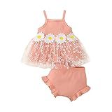 Newborn Infant Girls Sleeveless Flowers Prints Ribbed Tulle Skirts Short Pants Outfits Vestido Maxi Para Meninas Red 9 12 Months 