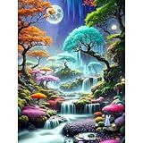 NEWENMO Kits De Pintura De Diamantes De árvores Coloridas Para Adultos Iniciantes DIY 5D Waterfall Diamond Art Paint Com Diamantes Redondos Kit De Pintura De Diamantes De Paisagem De Broca Completa