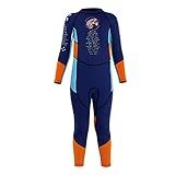 Newmind Roupa De Banho Infantil De Neoprene Para Meninas Roupa De Banho Térmica De 2 5 Mm Roupa De Banho Quente Espessa Proteção Solar Para Mergulho Com Snorkel UV 50 P Azul Marinho